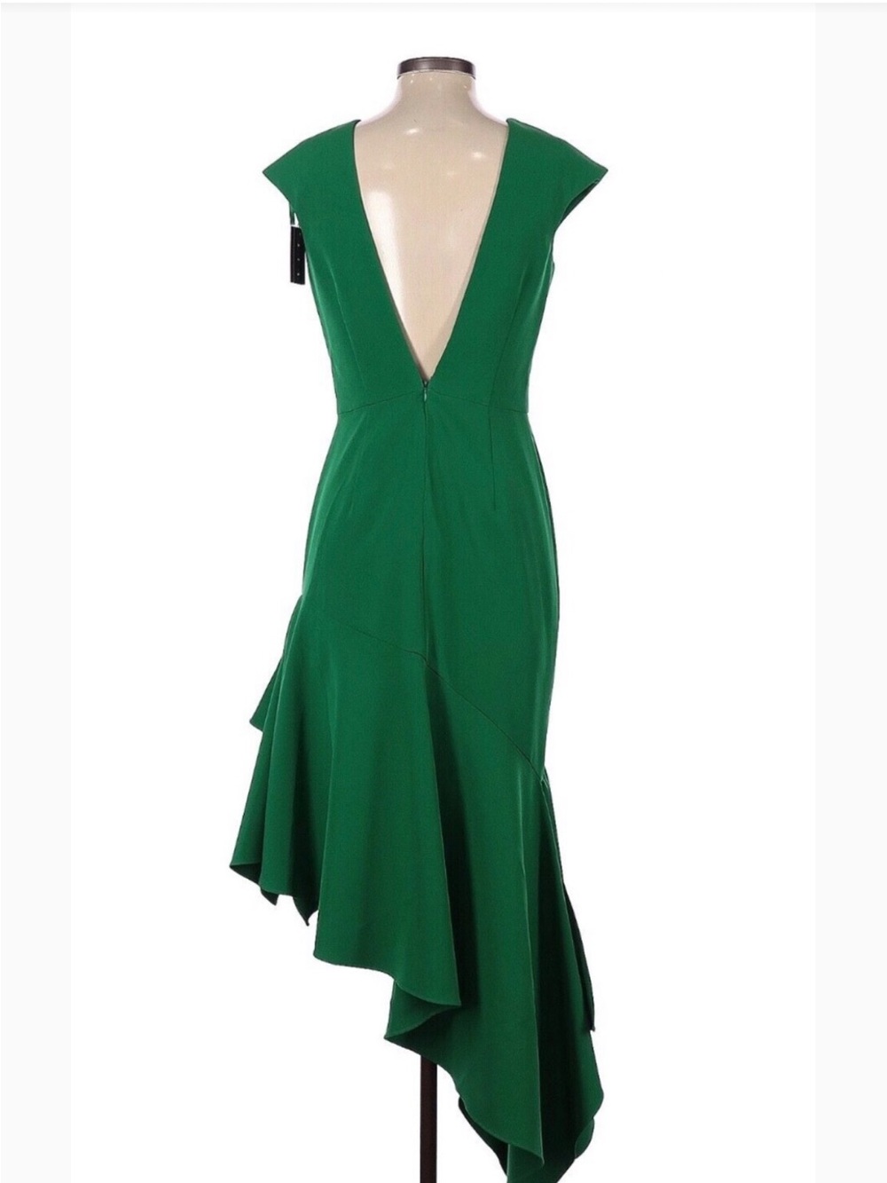 Milly Emerald Green High-Low Ruffle Hem Dress - Picture 2 of 7